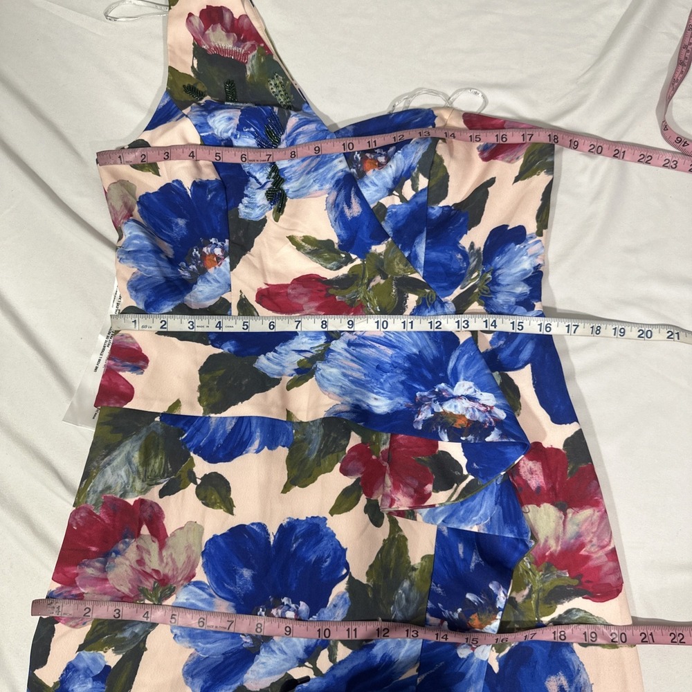 NEW $328 Kay Unger [ 10 ] Laurel One Shoulder Floral Ruffle Side Gown Pink S2043 - Picture 3 of 14